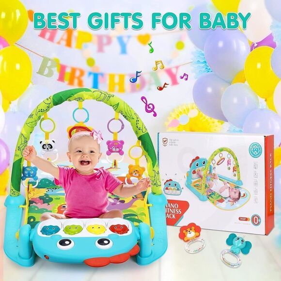 Dinosaur-themed Baby Gym Play Mat with Music & Lights - Ideal Tummy Time Activi - Picture 6 of 7